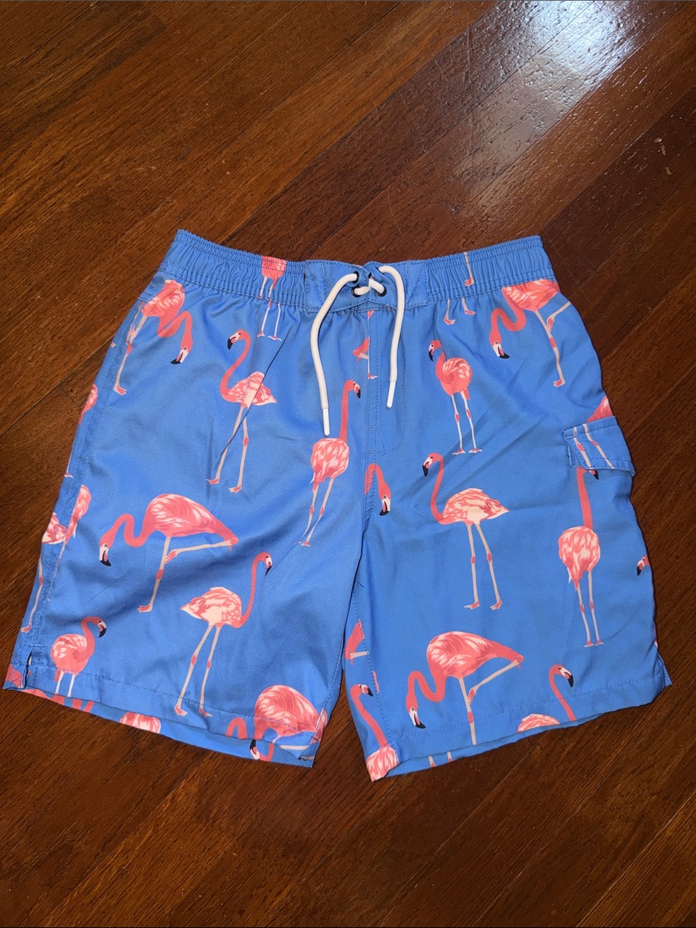 Boys Class Club Blue Flamingo Print Swim Trunks Size 8